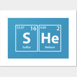 She (S-He) Periodic Elements Spelling Posters and Art